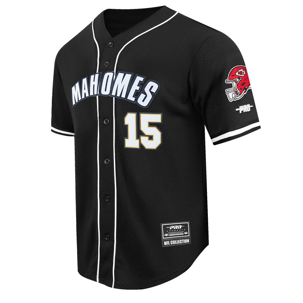 NFL KANSAS CITY CHIEFS PATRICK MAHOMES #15 CLASSIC MESH PNN CHEMISE BOUTONNÉE EN FILET POUR HOMME (NOIR)
