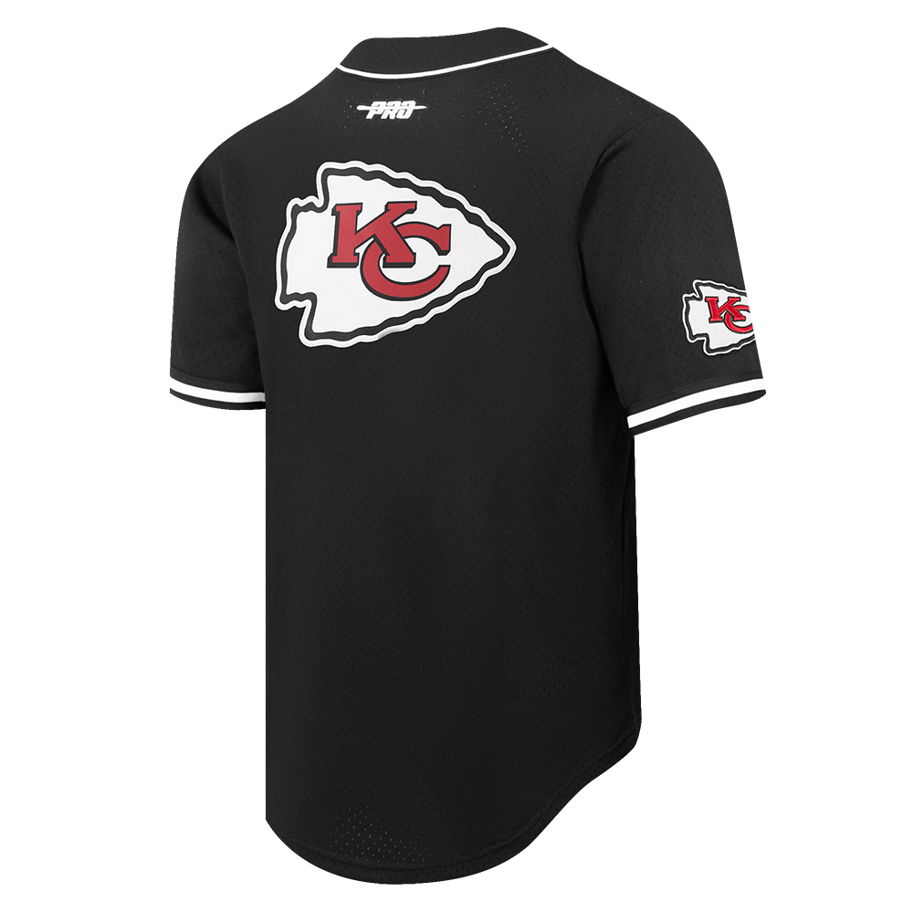 NFL KANSAS CITY CHIEFS PATRICK MAHOMES #15 CLASSIC MESH PNN CHEMISE BOUTONNÉE EN FILET POUR HOMME (NOIR)