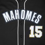 NFL KANSAS CITY CHIEFS PATRICK MAHOMES #15 CLASSIC MESH PNN CHEMISE BOUTONNÉE EN FILET POUR HOMME (NOIR)