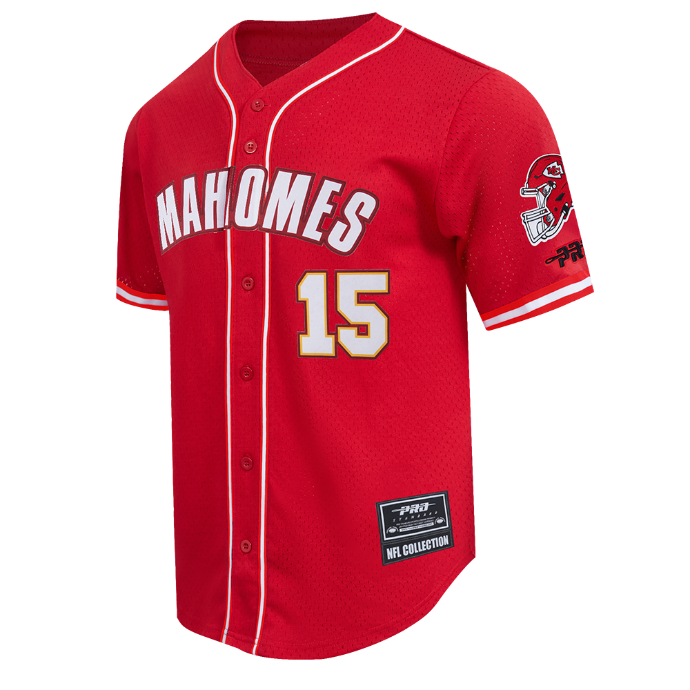 NFL KANSAS CITY CHIEFS PATRICK MAHOMES #15 CLASSIC MESH PNN CHEMISE BOUTONNÉE EN FILET POUR HOMME (ROUGE)