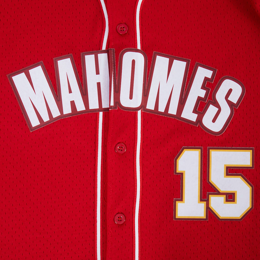 NFL KANSAS CITY CHIEFS PATRICK MAHOMES #15 CLASSIC MESH PNN CHEMISE BOUTONNÉE EN FILET POUR HOMME (ROUGE)