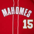 NFL KANSAS CITY CHIEFS PATRICK MAHOMES #15 CLASSIC MESH PNN CHEMISE BOUTONNÉE EN FILET POUR HOMME (ROUGE)