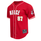 NFL KANSAS CITY CHIEFS TRAVIS KELCE #87 CLASSIC MESH PNN MEN'S MESH BUTTON DOWN SHIRT (Red)