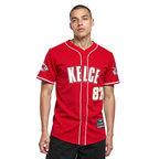 NFL KANSAS CITY CHIEFS TRAVIS KELCE #87 CLASSIC MESH PNN MEN'S MESH BUTTON DOWN SHIRT (Red)