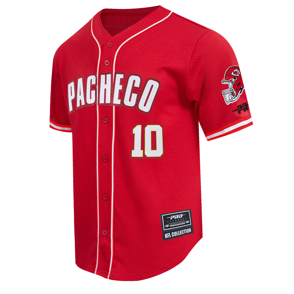 NFL KANSAS CITY CHIEFS ISIAH PACHECO #10 CLASSIC MESH PNN CHEMISE BOUTONNÉE EN FILET POUR HOMME (ROUGE)