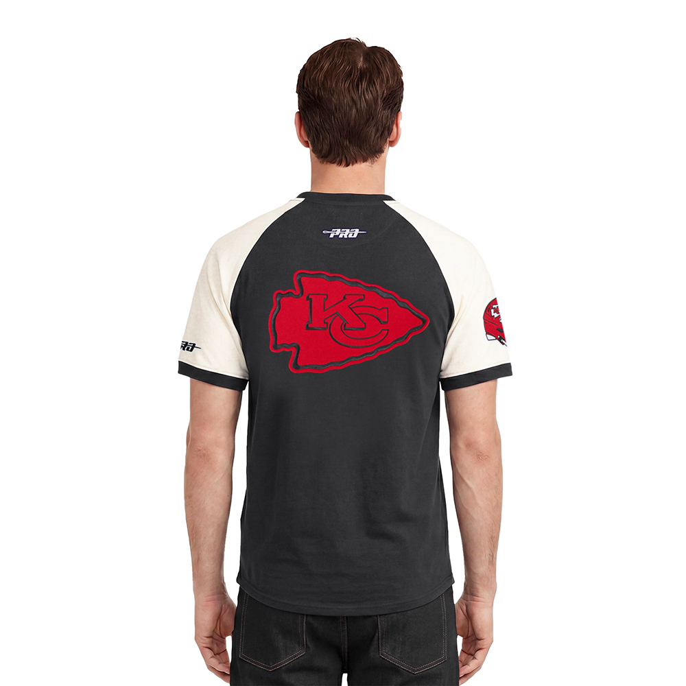 NFL KANSAS CITY CHIEFS FIRST TEAM MEN'S RAGLAN TEE (EGGSHELL/ BLACK)