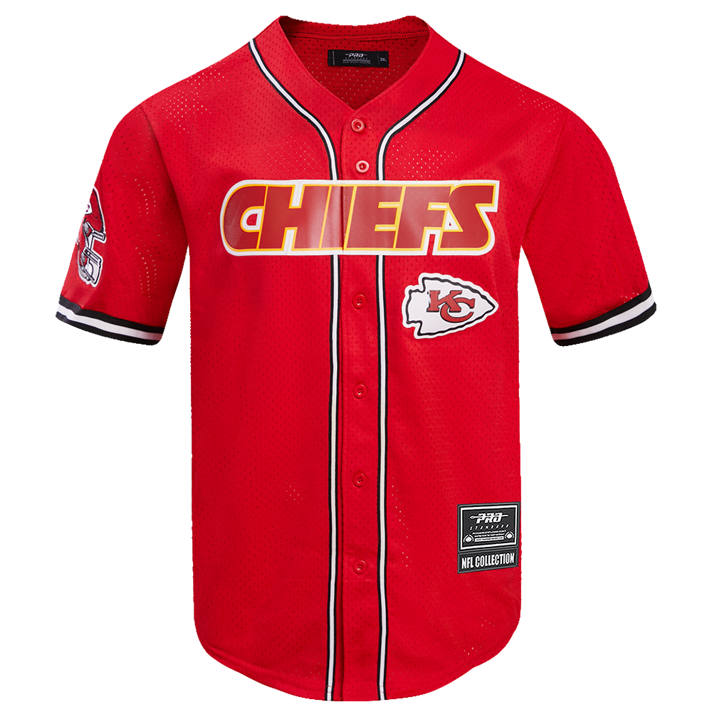 NFL KANSAS CITY CHIEFS MESH MEN'S BUTTON UP JERSEY (RED/BLACK)