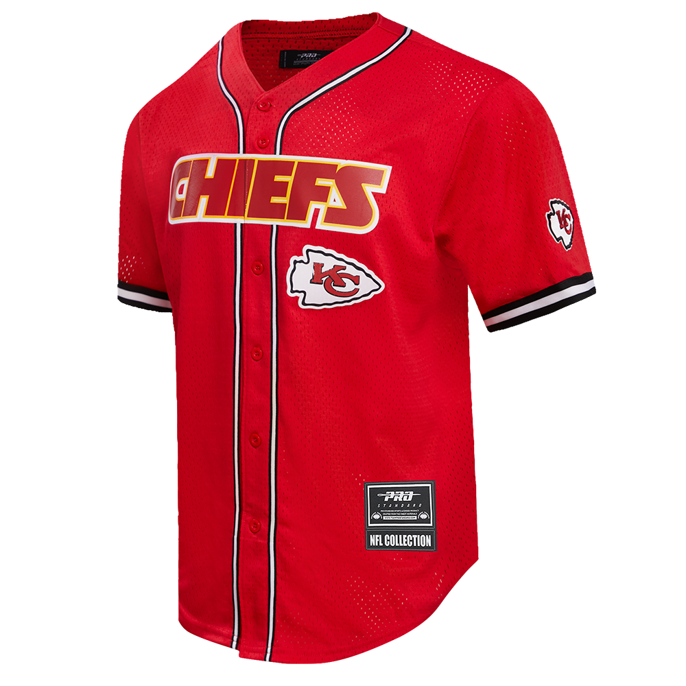 NFL KANSAS CITY CHIEFS MESH MEN'S BUTTON UP JERSEY (RED/BLACK)