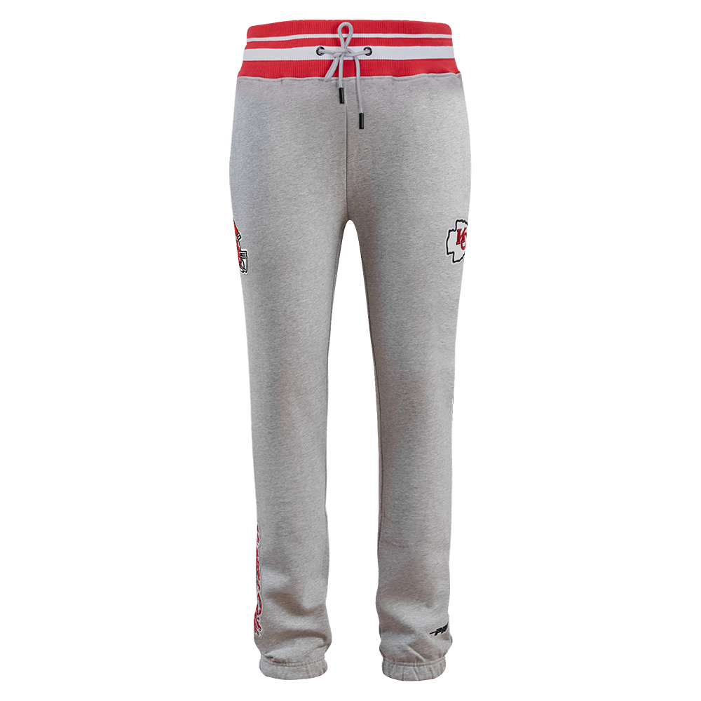 NFL KANSAS CITY CHIEFS SCRIPT TAIL MEN'S RIB FLEECE SWEATPANT (HEATHER GRAY/RED)