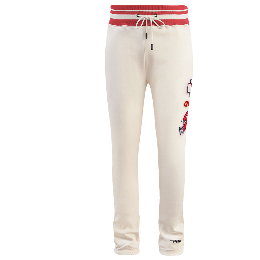 NFL KANSAS CITY CHIEFS RETRO CLASSIC MEN'S RIB SWEATPANT (EGGSHELL/ RED)