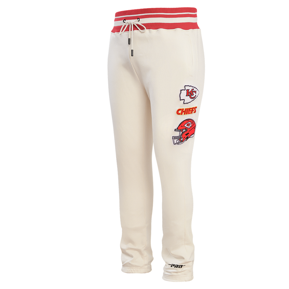 NFL KANSAS CITY CHIEFS RETRO CLASSIC MEN'S RIB SWEATPANT (EGGSHELL/ RED)
