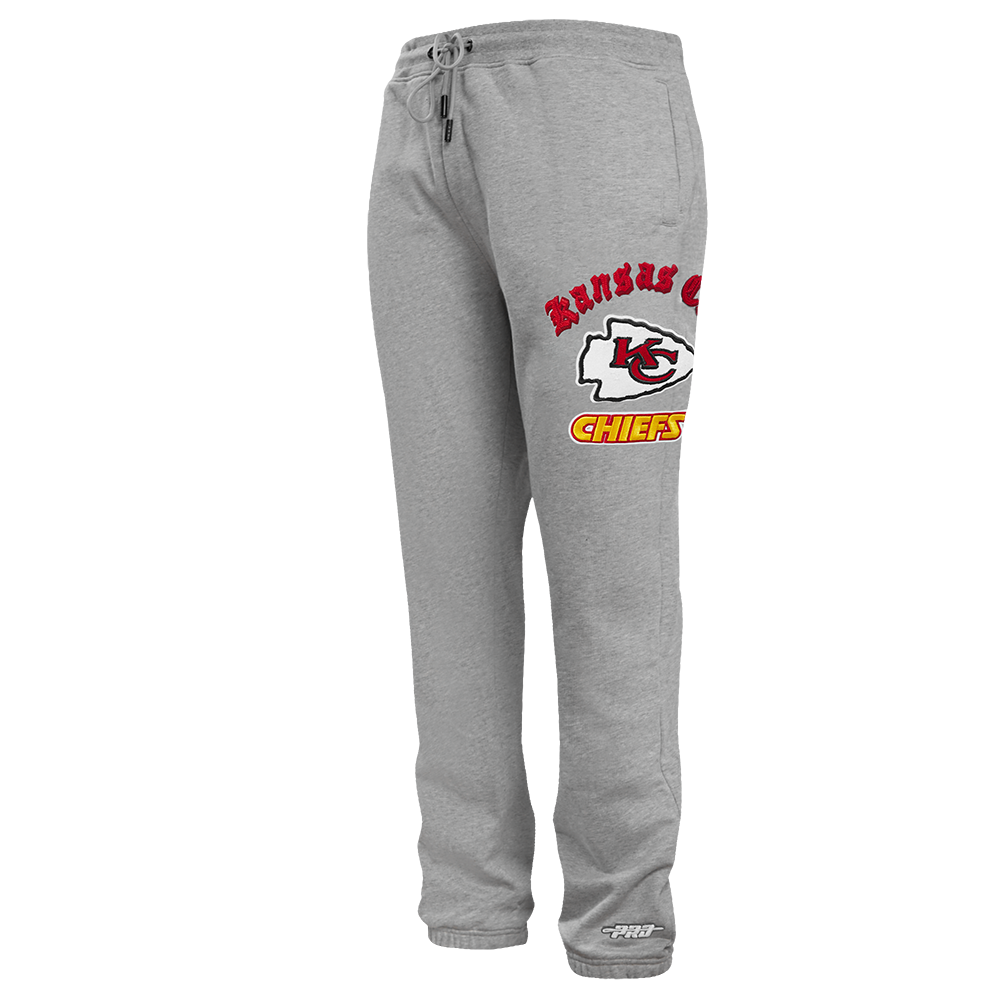 NFL KANSAS CITY CHIEFS OLD ENGLISH PANTALON OUATÉ POUR HOMME (GRIS CHINÉ)