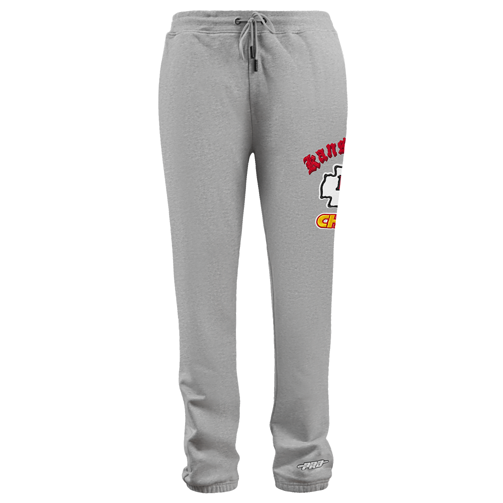 NFL KANSAS CITY CHIEFS OLD ENGLISH PANTALON OUATÉ POUR HOMME (GRIS CHINÉ)