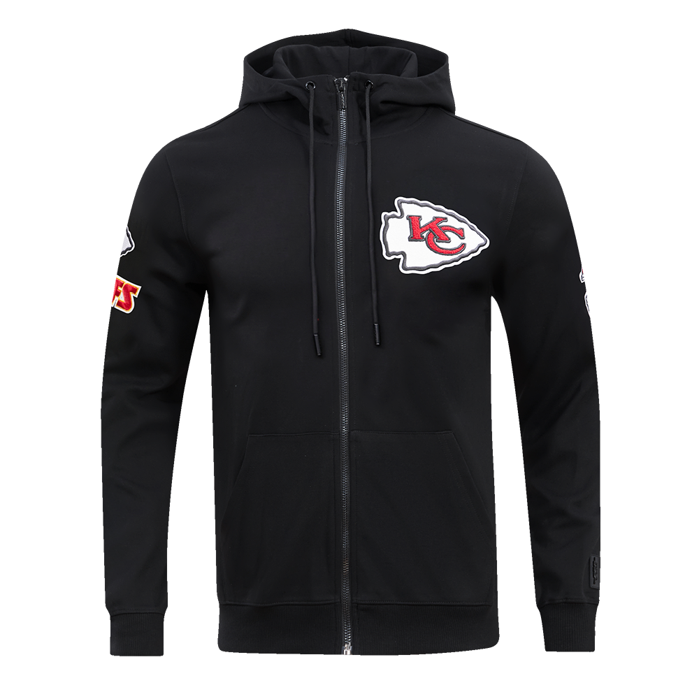 NFL KANSAS CITY CHIEFS CLASSIC CHENILLE CHANDAIL À CAPUCHON À GLISSIÈRE POUR HOMME (NOIR)