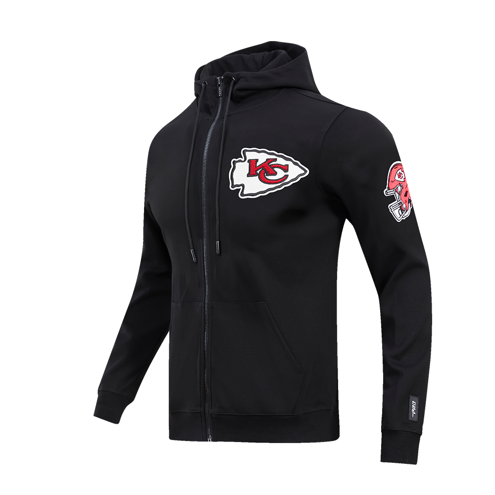 NFL KANSAS CITY CHIEFS CLASSIC CHENILLE MEN'S FULL ZIP HOODIE  (BLACK)