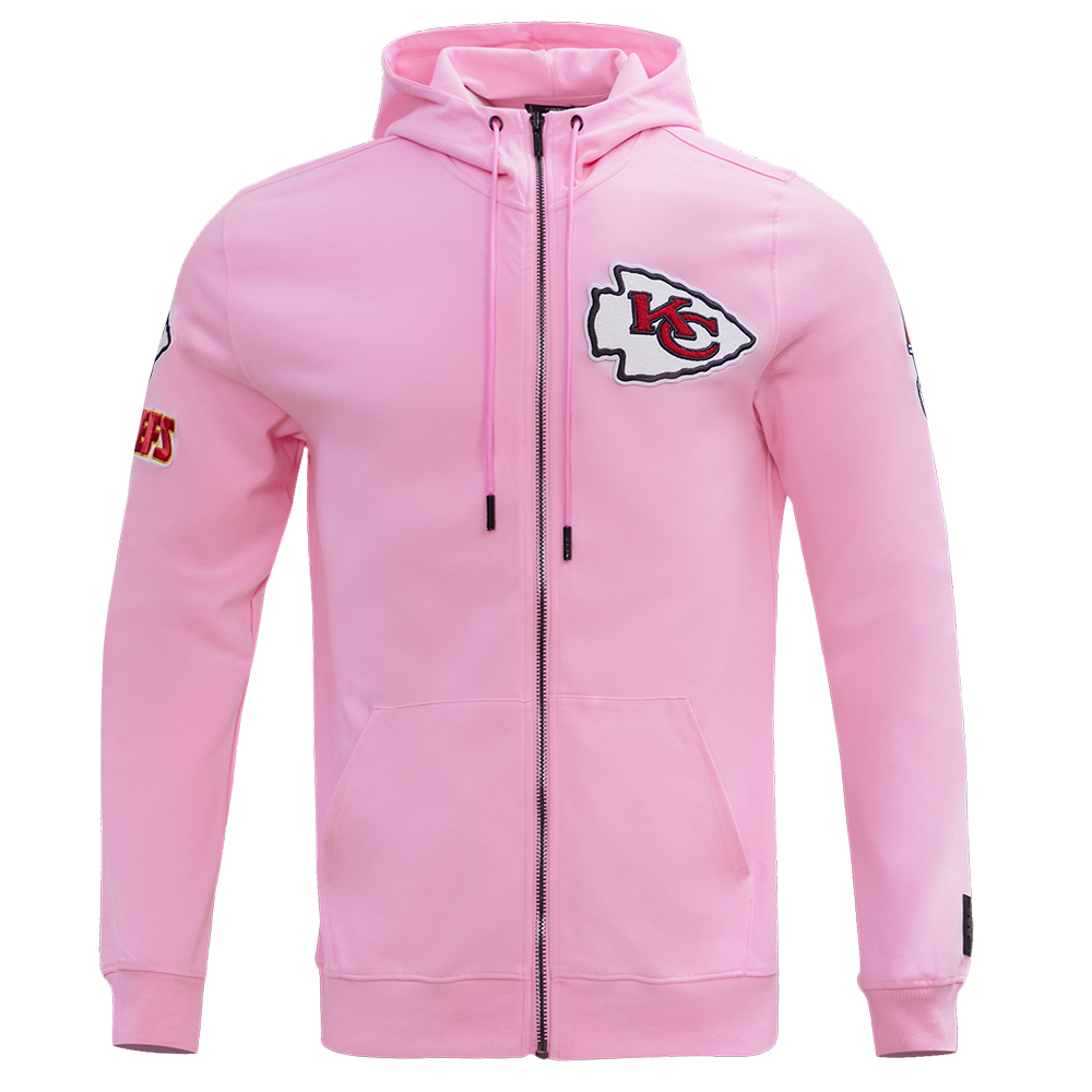 NFL KANSAS CITY CHIEFS CLASSIC CHENILLE CHANDAIL À CAPUCHON À GLISSIÈRE POUR HOMME (ROSE)