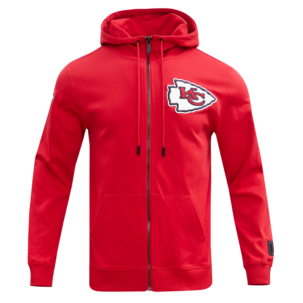 NFL KANSAS CITY CHIEFS CLASSIC CHENILLE CHANDAIL À CAPUCHON À GLISSIÈRE POUR HOMME (ROUGE)