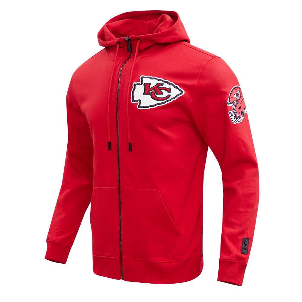 NFL KANSAS CITY CHIEFS CLASSIC CHENILLE CHANDAIL À CAPUCHON À GLISSIÈRE POUR HOMME (ROUGE)