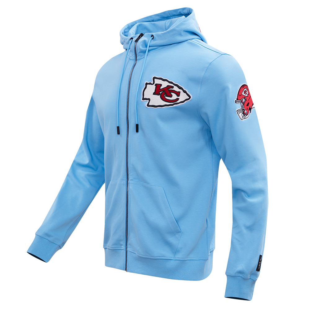 NFL KANSAS CITY CHIEFS CLASSIC CHENILLE MEN'S FULL ZIP HOODIE  (UNIVERSITY BLUE)