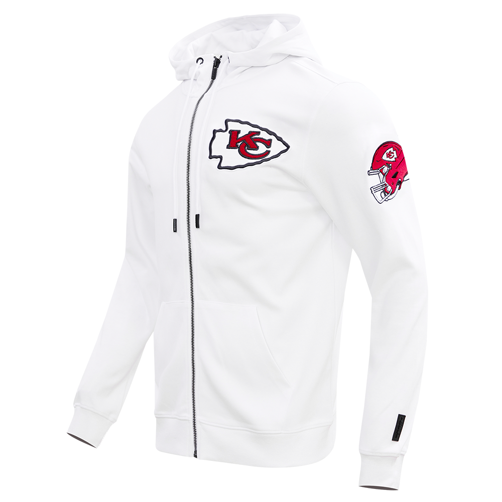 NFL KANSAS CITY CHIEFS CLASSIC CHENILLE MEN'S FULL ZIP HOODIE  (WHITE)
