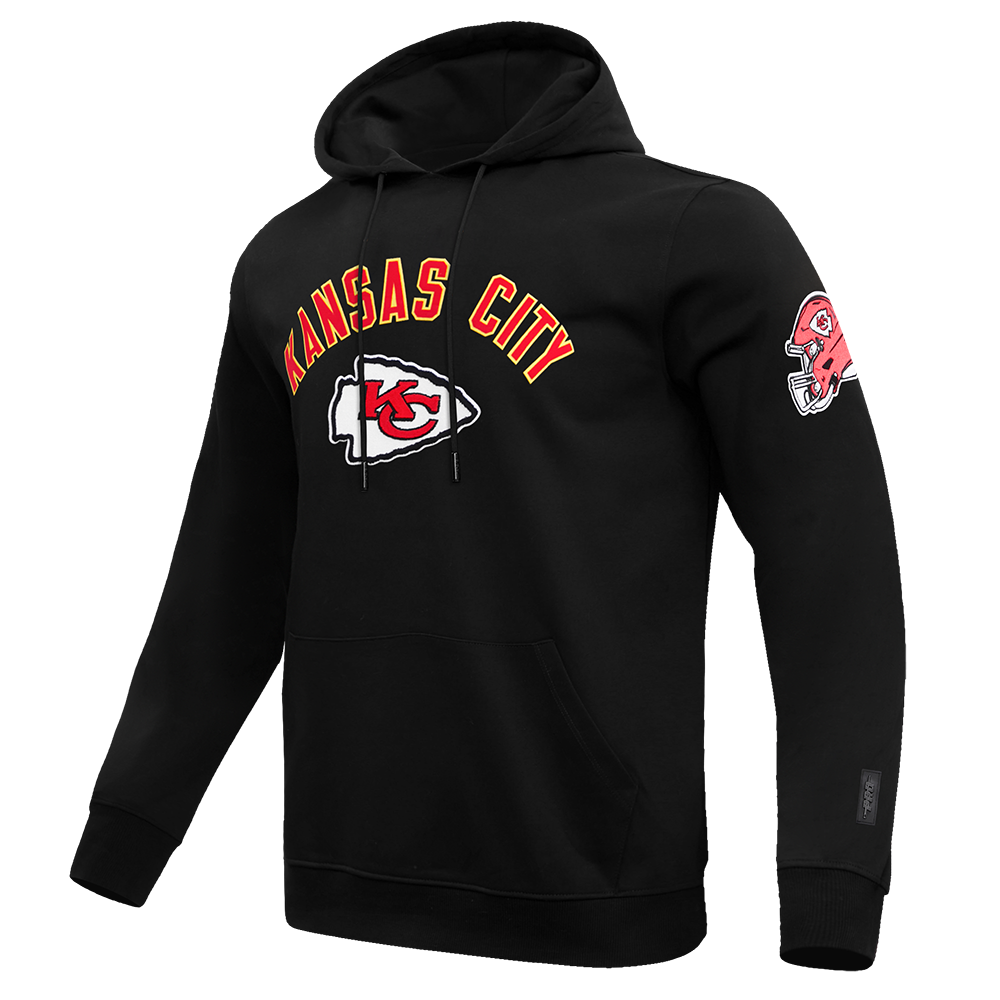 NFL KANSAS CITY CHIEFS CLASSIC BRISTLE MEN'S PULLOVER HOODIE (BLACK)