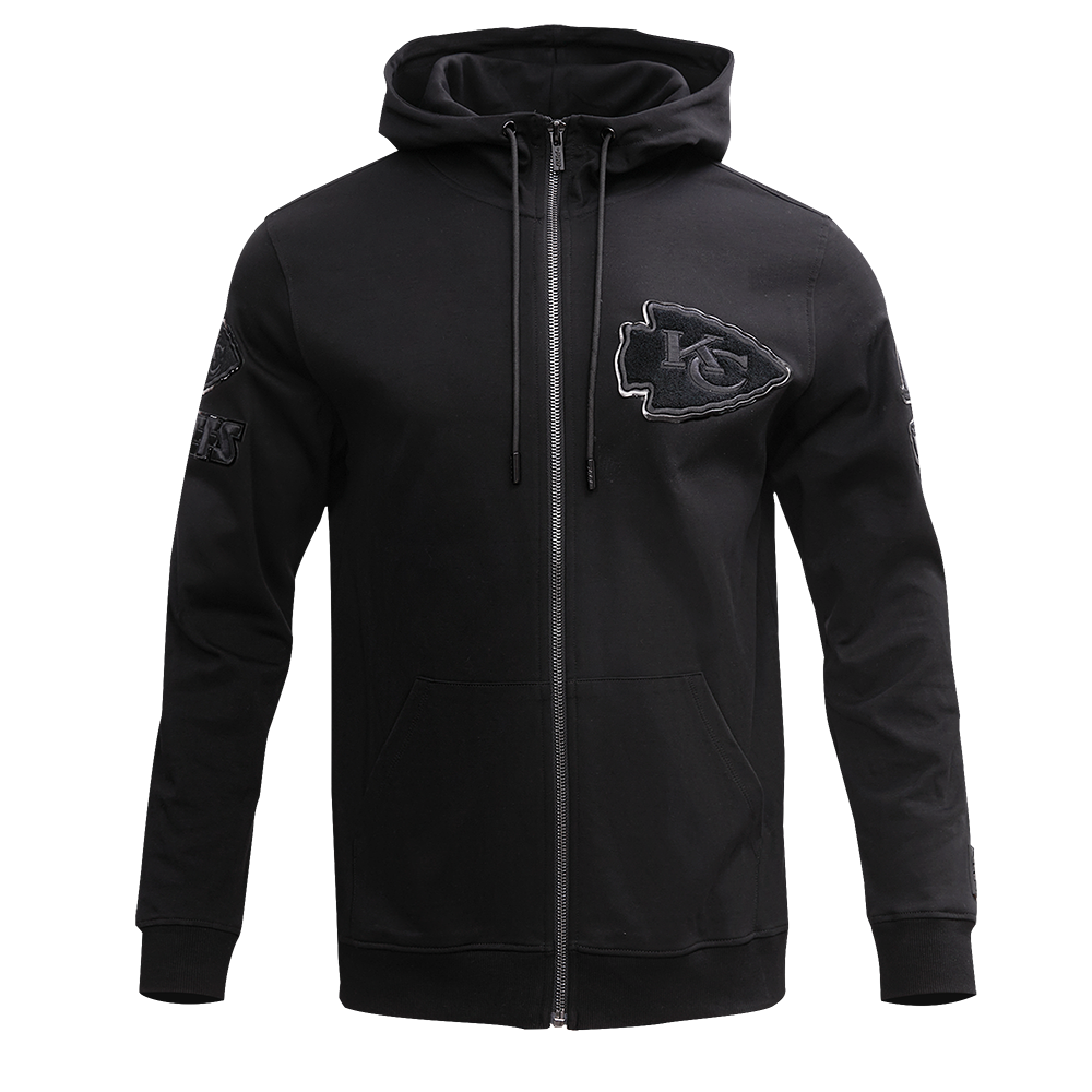 NFL KANSAS CITY CHIEFS TRIPLE BLACK MEN'S FULL ZIP HOODIE  (TRIPLE BLACK)