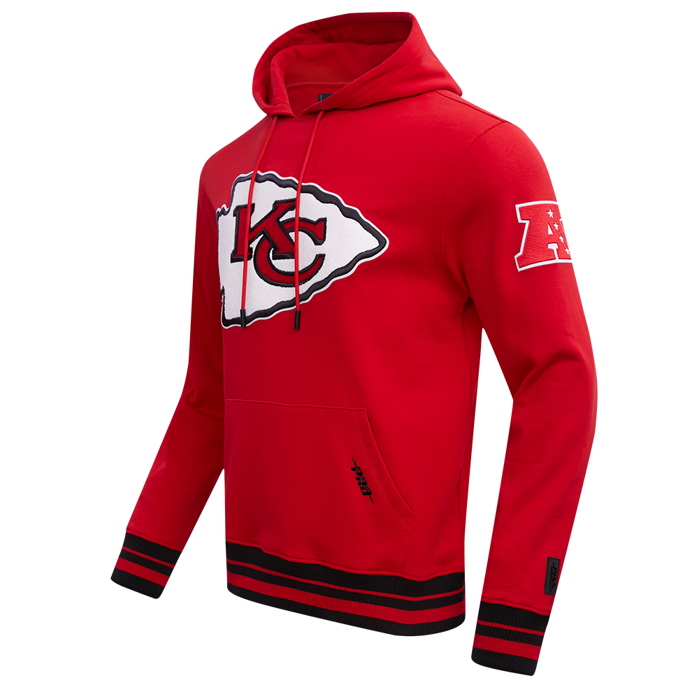 NFL KANSAS CITY CHIEFS RETRO CLASSIC MEN'S RIB PULLOVER HOODIE (RED/BLACK)