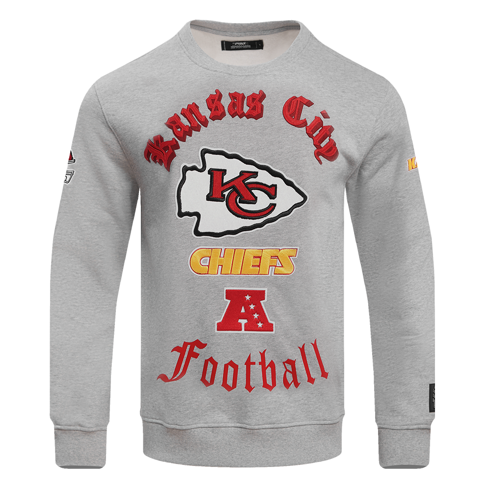 NFL KANSAS CITY CHIEFS OLD ENGLISH CHANDAIL À COL ROND POUR HOMME (GRIS CHINÉ)