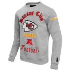 NFL KANSAS CITY CHIEFS OLD ENGLISH CHANDAIL À COL ROND POUR HOMME (GRIS CHINÉ)