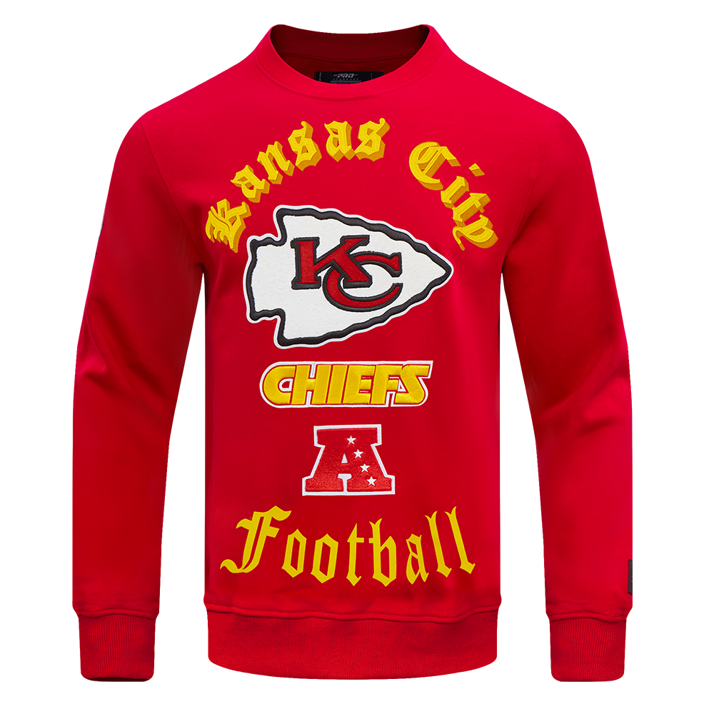 NFL KANSAS CITY CHIEFS OLD ENGLISH CHANDAIL À COL ROND POUR HOMME (ROUGE)