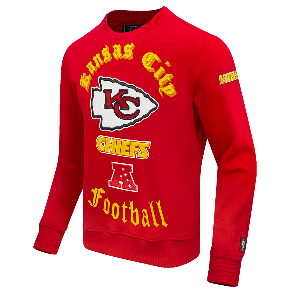 NFL KANSAS CITY CHIEFS OLD ENGLISH CHANDAIL À COL ROND POUR HOMME (ROUGE)