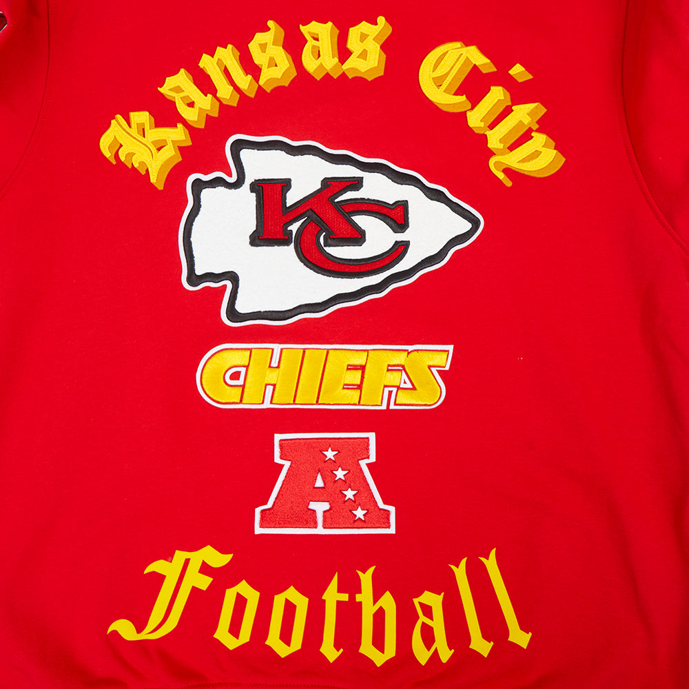 NFL KANSAS CITY CHIEFS OLD ENGLISH CHANDAIL À COL ROND POUR HOMME (ROUGE)