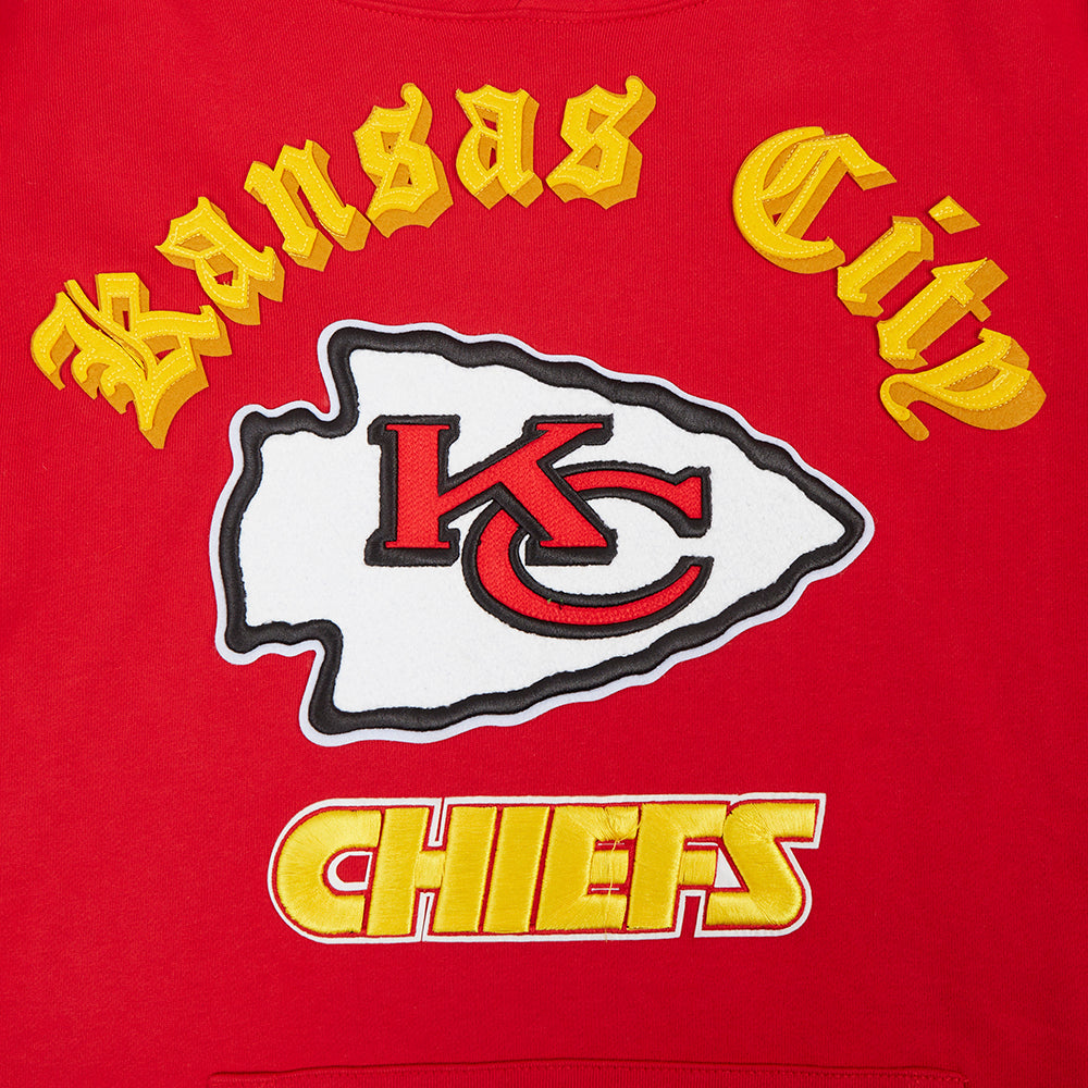 NFL KANSAS CITY CHIEFS OLD ENGLISH CHANDAIL À CAPUCHON POUR HOMME (ROUGE)
