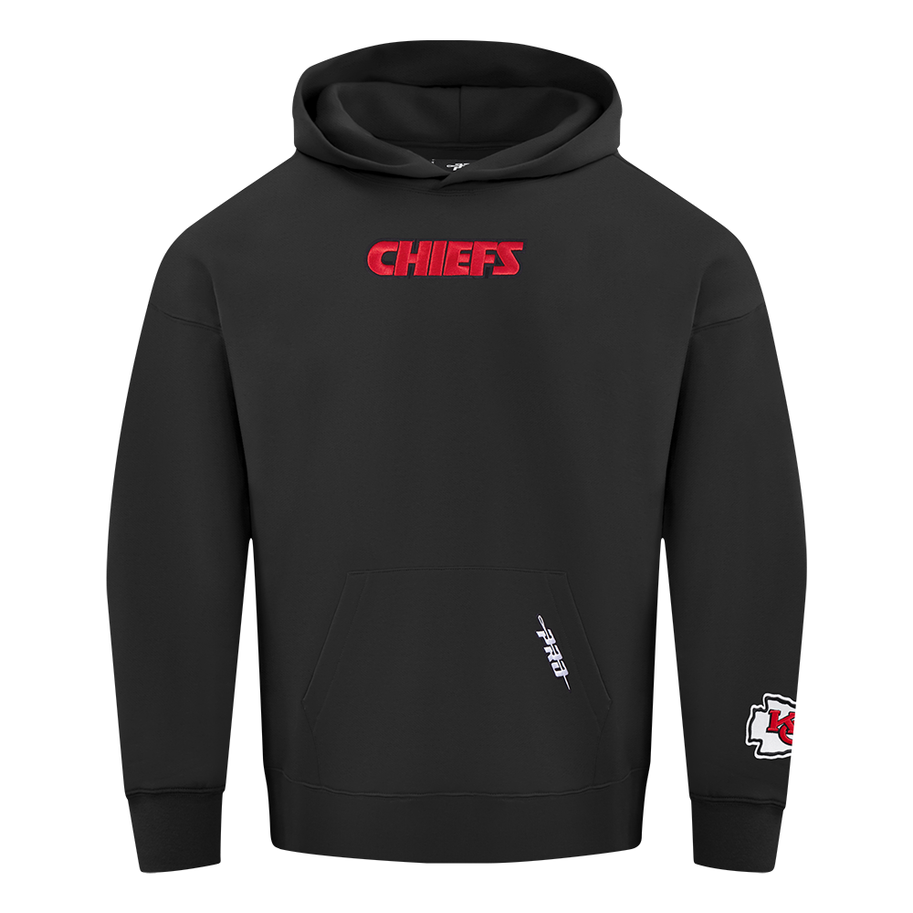 NFL KANSAS CITY CHIEFS WINGSPAN MEN'S DROP SHOULDER FLC PO HOODIE (BLACK)
