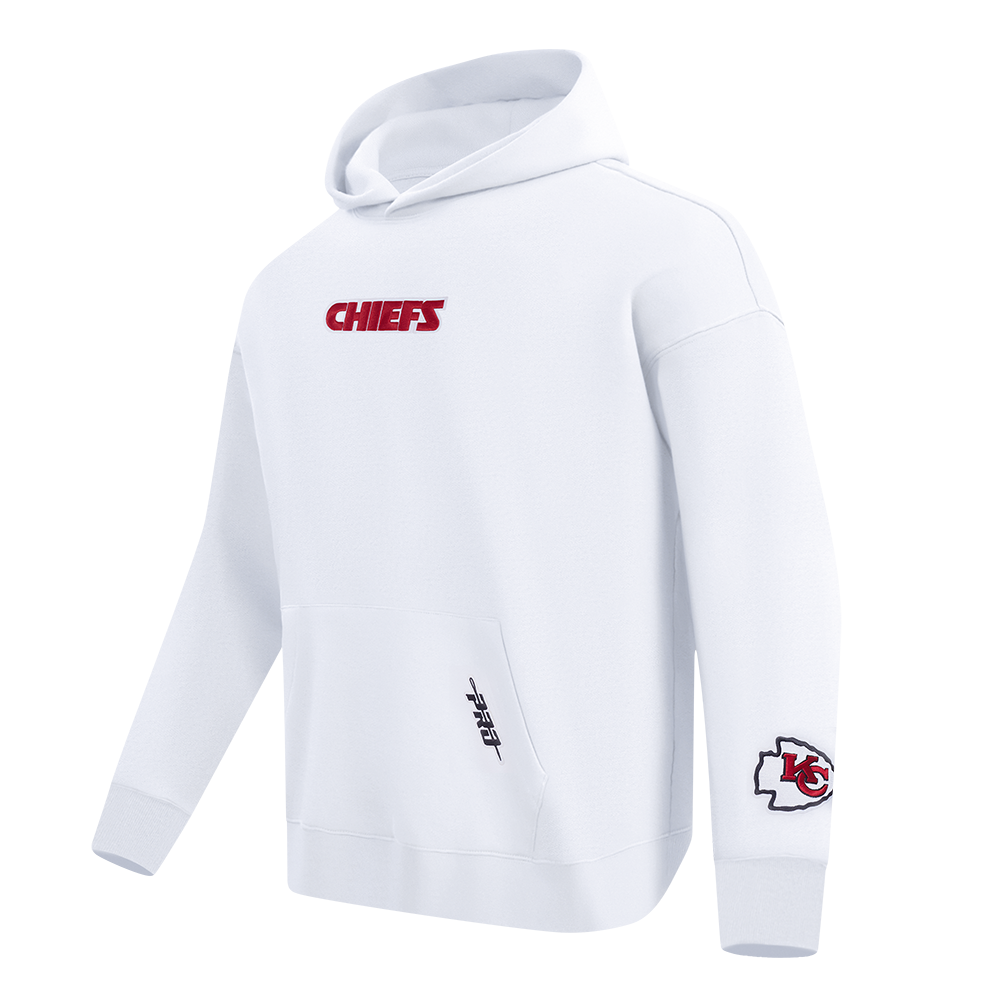 NFL KANSAS CITY CHIEFS WINGSPAN MEN'S DROP SHOULDER FLC PO HOODIE (WHITE)