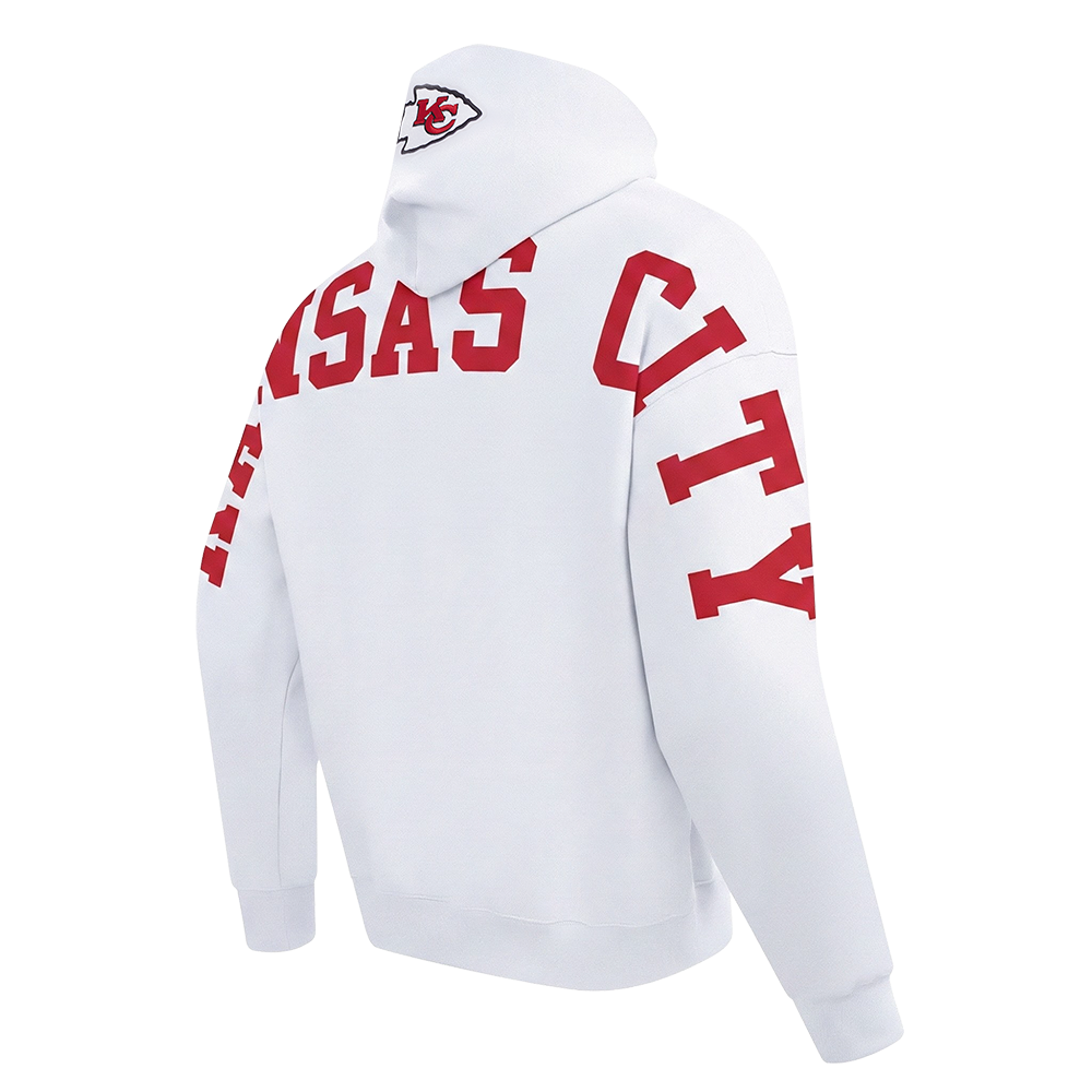 NFL KANSAS CITY CHIEFS WINGSPAN MEN'S DROP SHOULDER FLC PO HOODIE (WHITE)