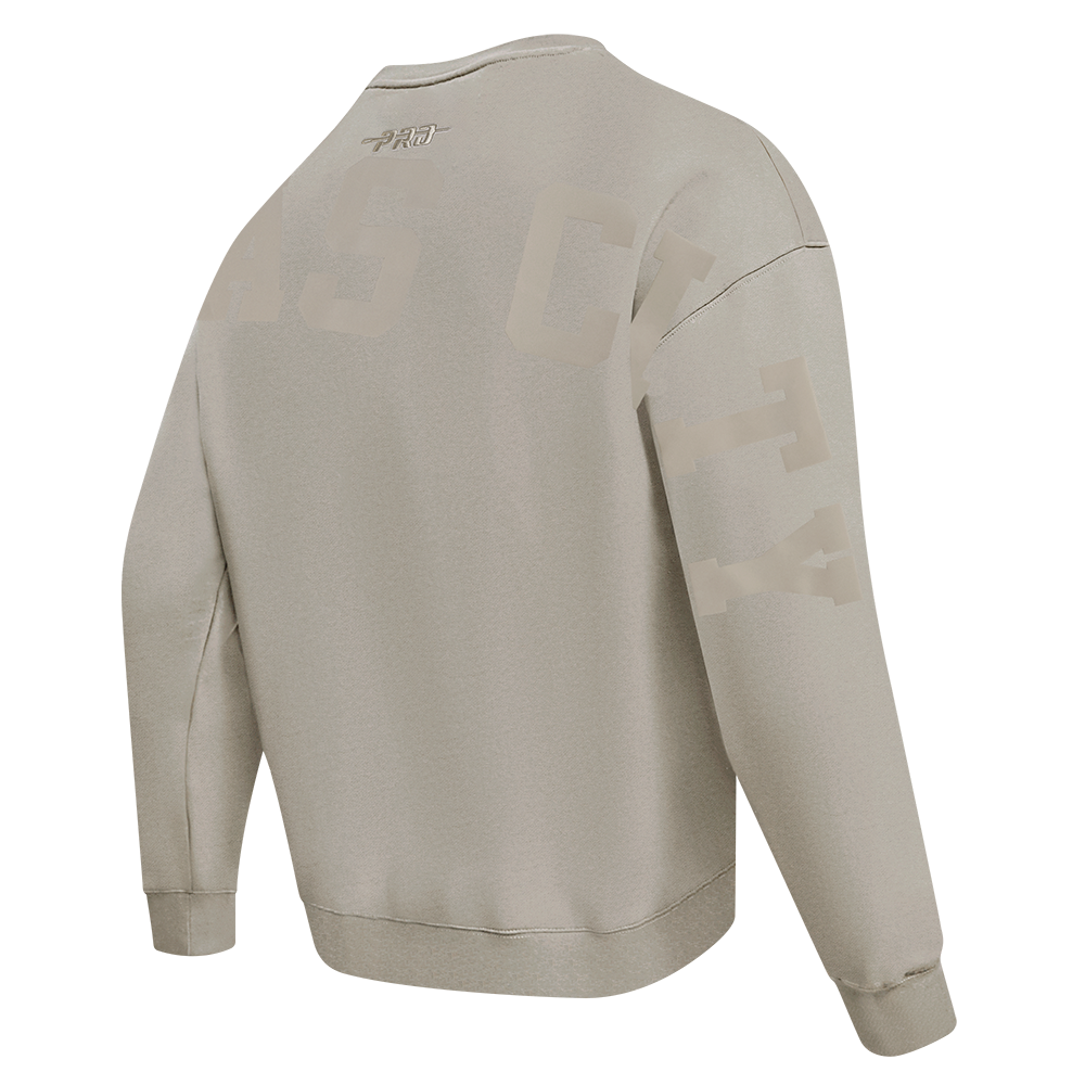 NFL KANSAS CITY CHIEFS WINGSPAN MEN'S DROP SHOULDER FLEECE CREWNECK (TAUPE)