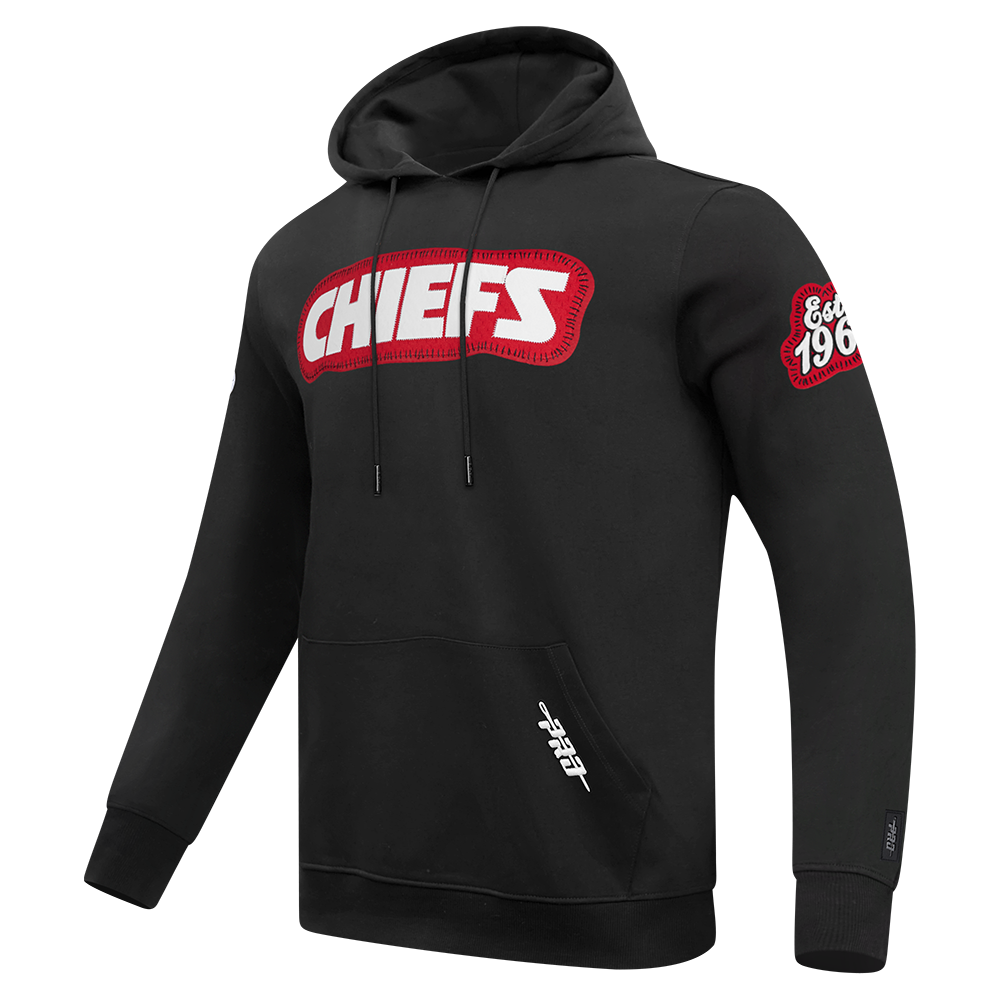 NFL KANSAS CITY CHIEFS DIY PICK STITCH MEN'S DOUBLE KNIT PULLOVER HOODIE (BLACK)