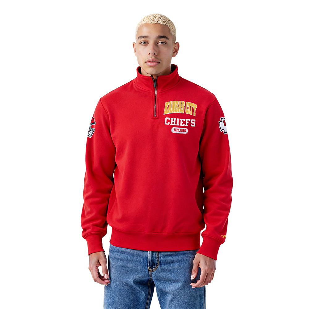 NFL KANSAS CITY CHIEFS CITY ARCH HAUT EN MOLLETON À GLISSIÈRE AU QUART POUR HOMME (ROUGE)