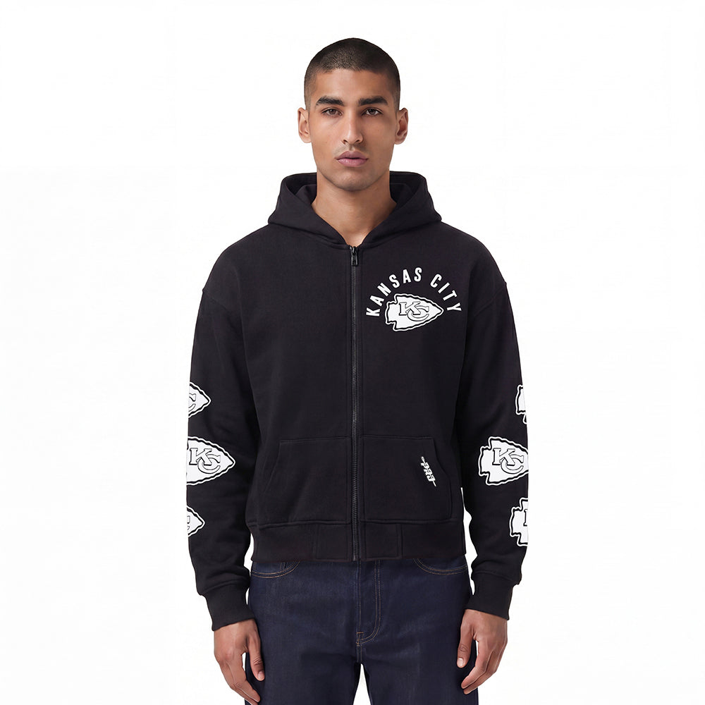 NFL KANSAS CITY CHIEFS CHANDAIL À CAPUCHON À GLISSIÈRE POUR HOMME (NOIR)