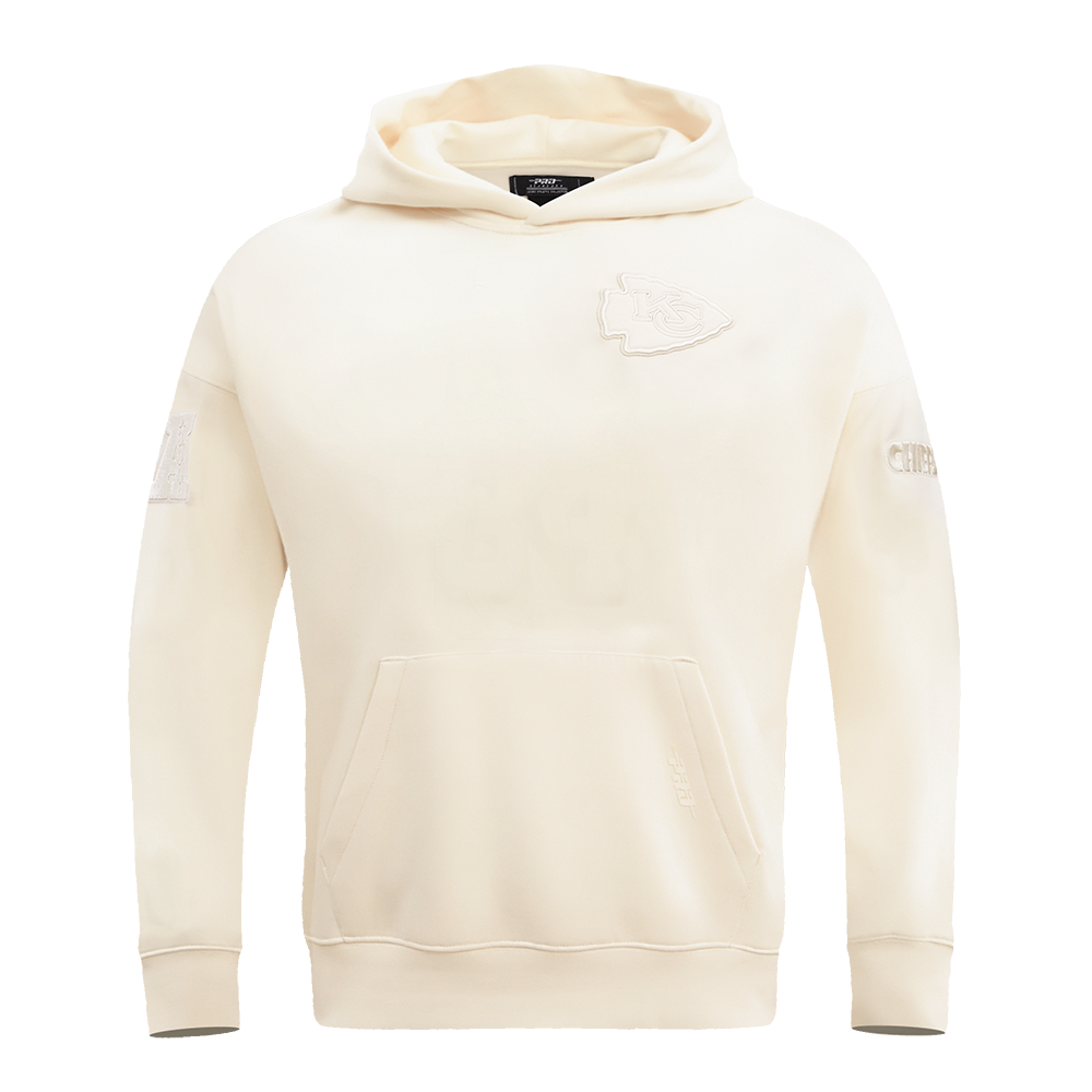 NFL KANSAS CITY CHIEFS NEUTRAL DROP SHOULDER MEN'S PULLOVER HOODIE (EGGSHELL)