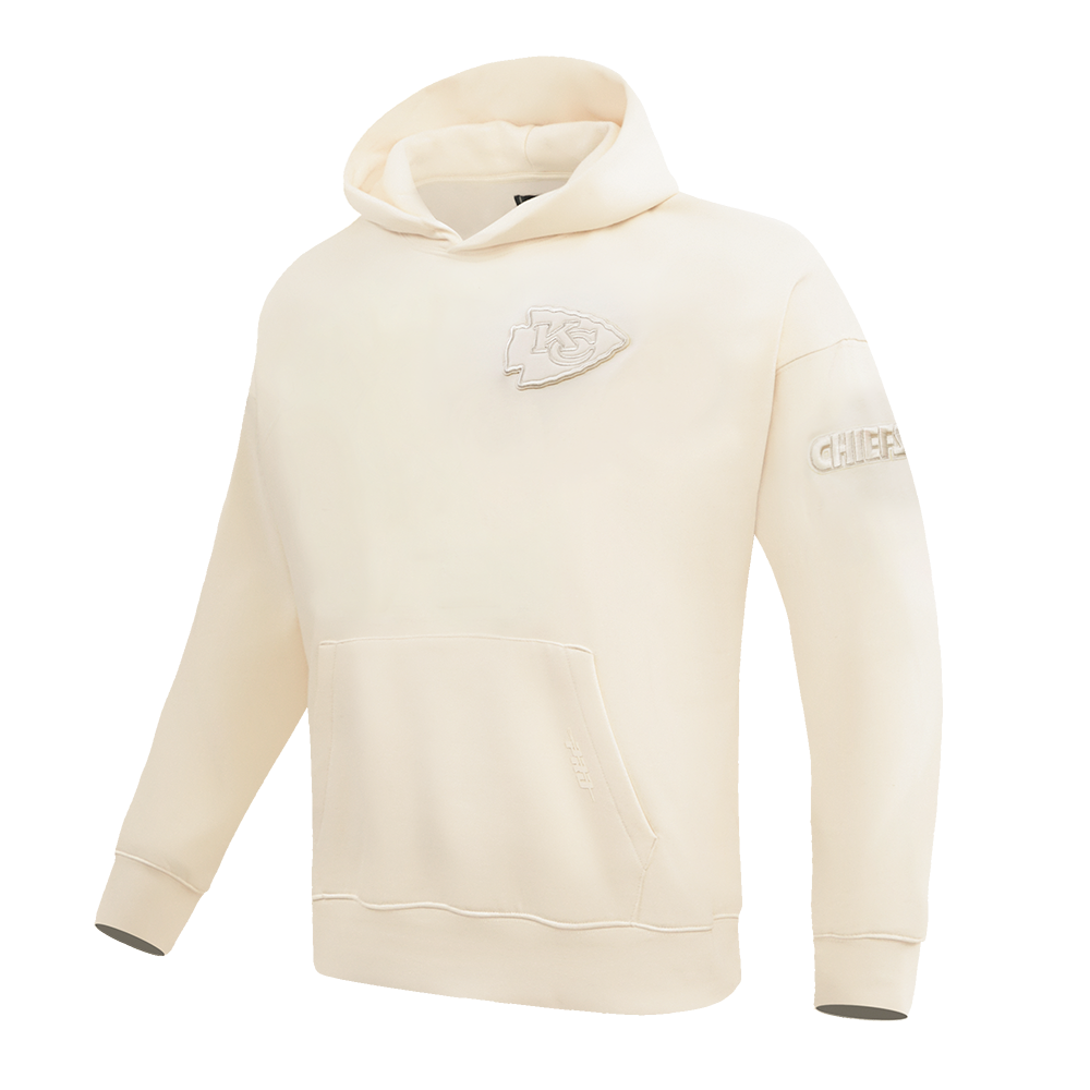 NFL KANSAS CITY CHIEFS NEUTRAL DROP SHOULDER MEN'S PULLOVER HOODIE (EGGSHELL)