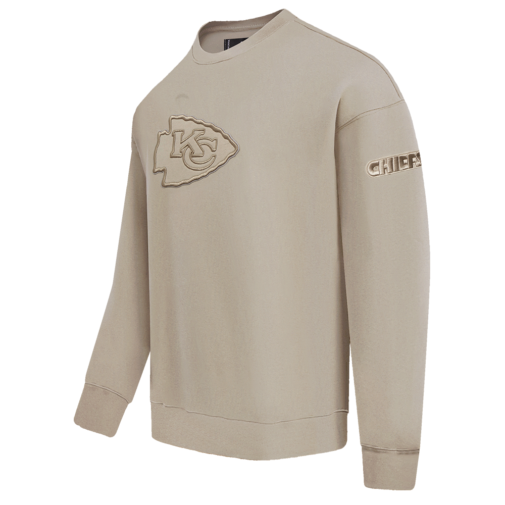 NFL KANSAS CITY CHIEFS NEUTRAL DROP SHOULDER FLEECE CREWNECK (TAUPE)