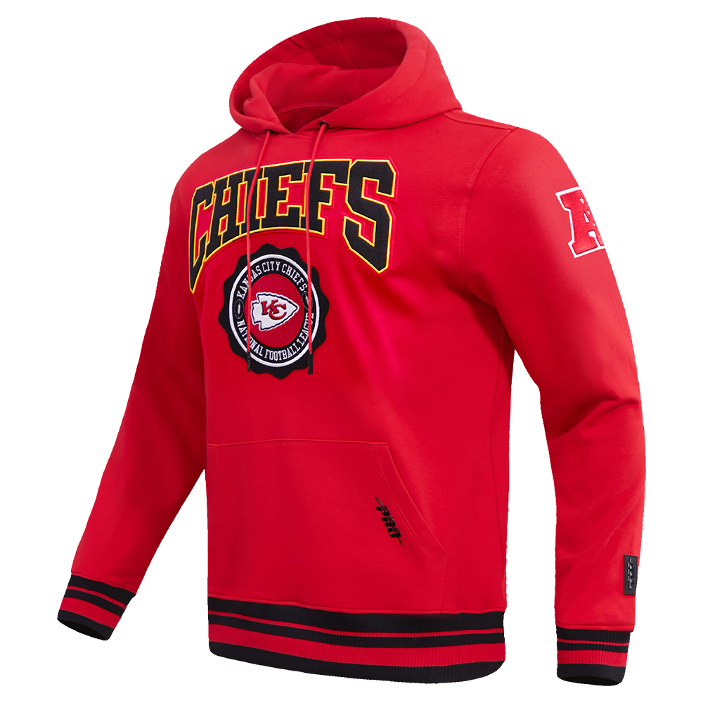 NFL KANSAS CITY CHIEFS CREST EMBLEM MEN'S RIB PO HOODIE (RED/BLACK)