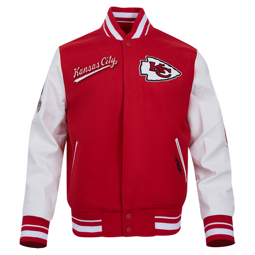 NFL KANSAS CITY CHIEFS SCRIPT TAIL BLOUSON COLLÉGIAL POUR HOMME (ROUGE/BLANC)