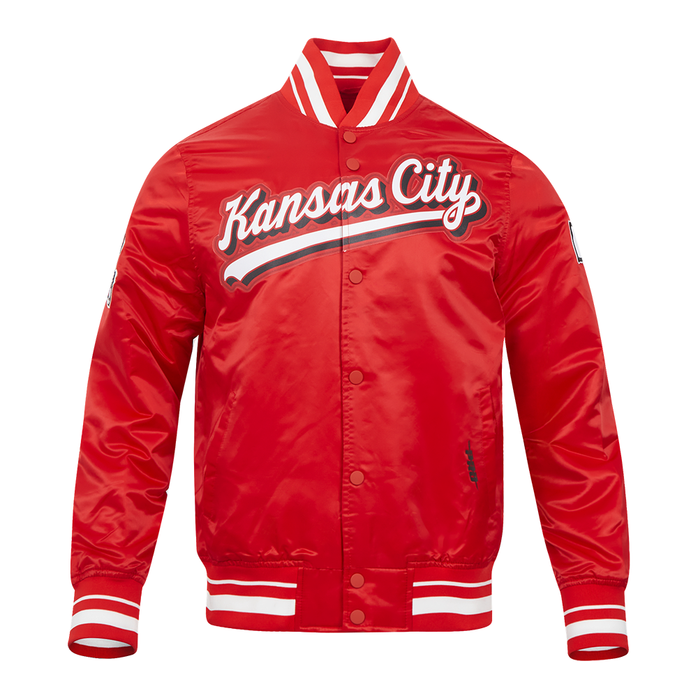 NFL KANSAS CITY CHIEFS SCRIPT TAIL MEN'S SATIN JACKET (RED)