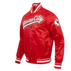NFL KANSAS CITY CHIEFS SCRIPT TAIL MEN'S SATIN JACKET (RED)