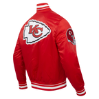 NFL KANSAS CITY CHIEFS SCRIPT TAIL MEN'S SATIN JACKET (RED)