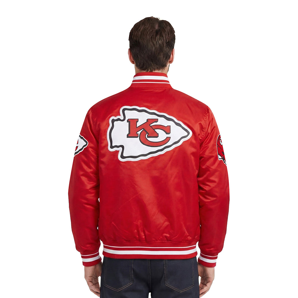 NFL KANSAS CITY CHIEFS SCRIPT TAIL BLOUSON EN SATIN POUR HOMME (ROUGE)
