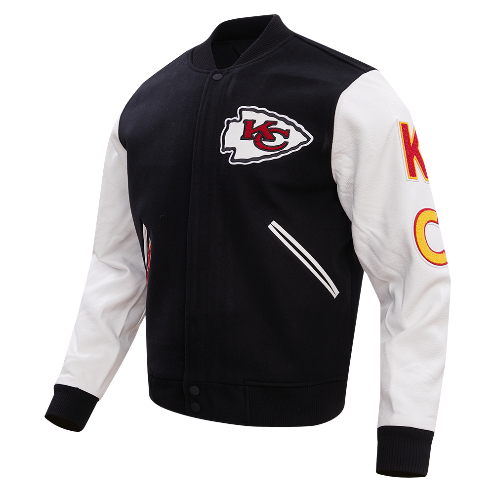 NFL KANSAS CITY CHIEFS CLASSIC WOOL MEN'S VARSITY JACKET (BLACK/WHITE)